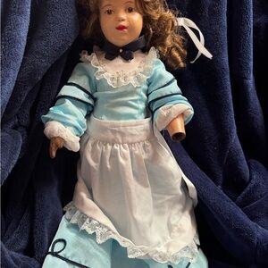 Classic Blue and White Doll with Lace Trim